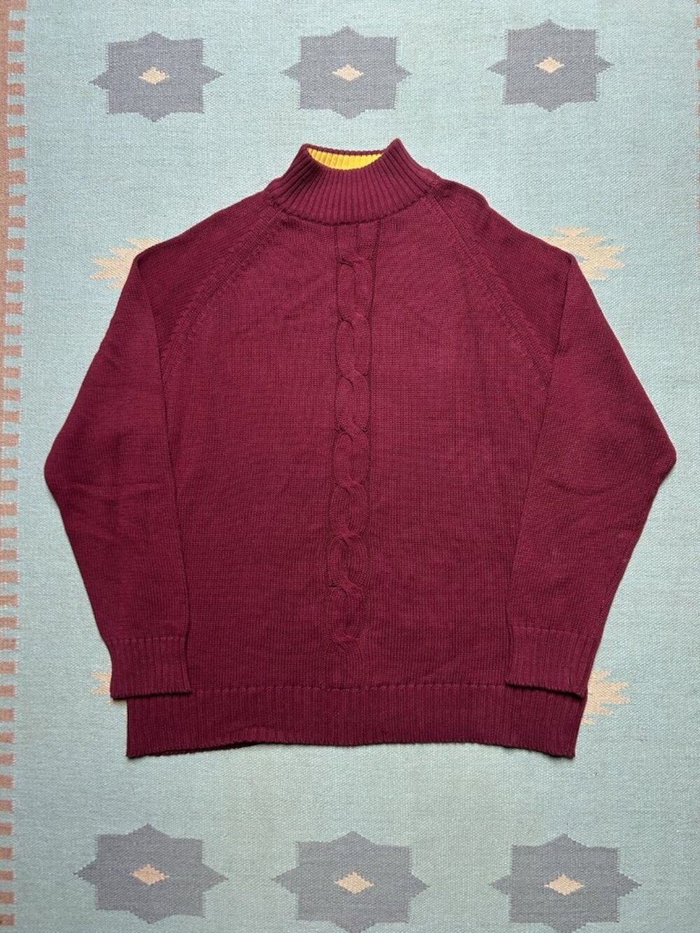 NEW Vtg cable knit pullover sweater maroon red burgundy cotton y2k NWT men’s XL